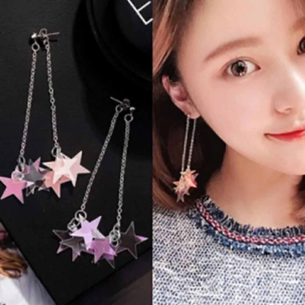 Unique stars colorful drop earrings jewelry